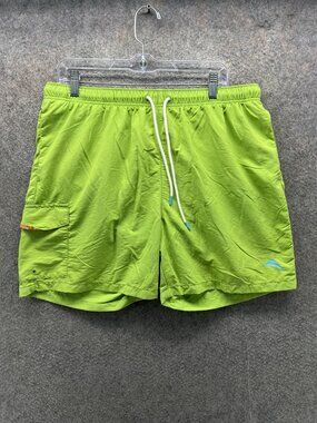 Tommy Bahama Swim Trunks Mens Large Green Solid Mesh Lined Drawstring Shorts